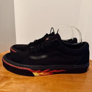 Vans Old Skool Men's 10 Flame Wall Black Suede Sneakers VN0A38G1Q8Q Skater Shoes